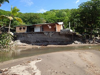 Sunset Bay Club resturant kitchen partly taken by river