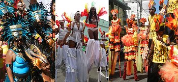 Carnival costumes , stilt walkers