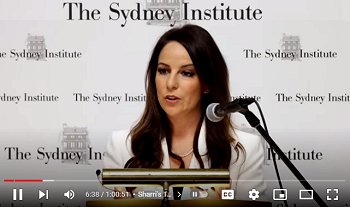 Sharri Markson, author of 'What Really Happened at Wuhan' addtessing the Sydney Institute in June 2021 at the launch of her book