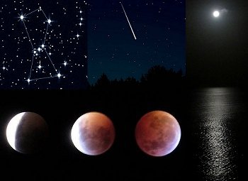 Orion, shooting star blood moon